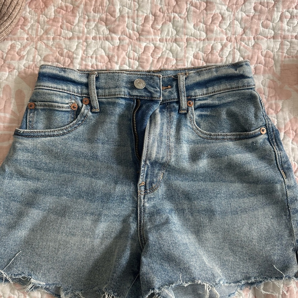 American Eagle Outfitters Blue Jean Shorts High-Waisted Distressed